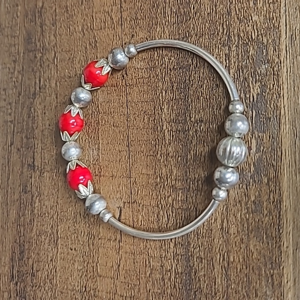 VINTAGE Red and Silver Bracelet